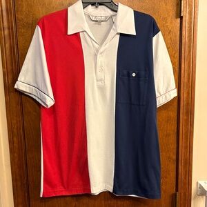 Retro Men’s Colorblock Polo Shirt - Red, White, and Blue